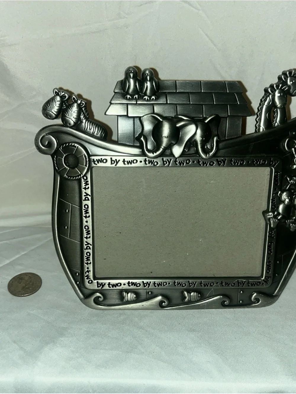 Noah's Ark Themed Wall Mirror Frame - Silver Finish